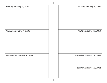 Printable 01/06/2025 Weekly Calendar-landscape