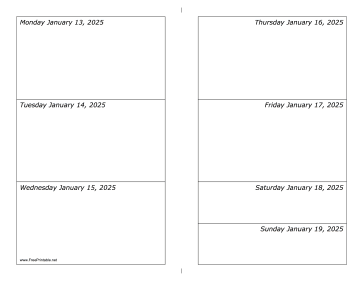 Printable 01/13/2025 Weekly Calendar-landscape