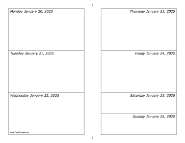 Printable 01/20/2025 Weekly Calendar-landscape