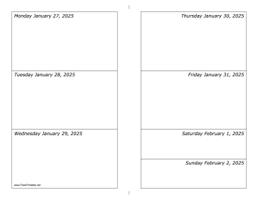 Printable 01/27/2025 Weekly Calendar-landscape