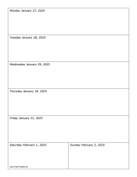 Printable 01/27/2025 Weekly Calendar-portrait