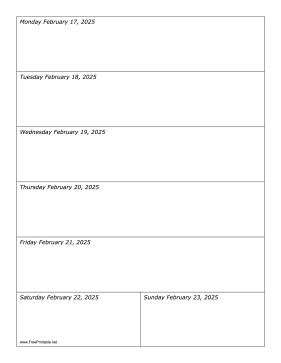 Printable 02/17/2025 Weekly Calendar-portrait