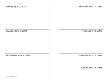 Printable 04/07/2025 Weekly Calendar-landscape