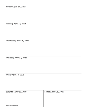 Printable 04/14/2025 Weekly Calendar-portrait