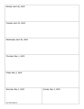 Printable 04/28/2025 Weekly Calendar-portrait