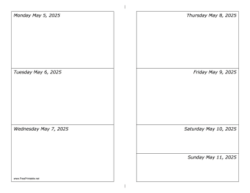 Printable 05/05/2025 Weekly Calendar-landscape