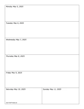 Printable 05/05/2025 Weekly Calendar-portrait