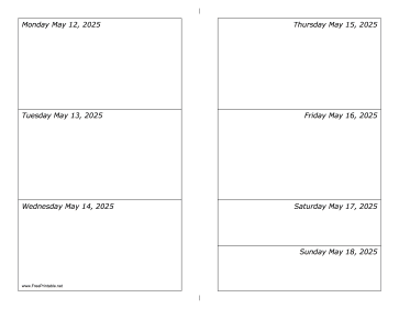 Printable 05/12/2025 Weekly Calendar-landscape