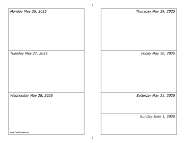 Printable 05/26/2025 Weekly Calendar-landscape