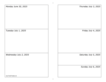 Printable 06/30/2025 Weekly Calendar-landscape