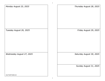 Printable 08/25/2025 Weekly Calendar-landscape