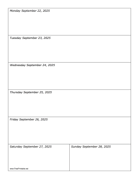 Printable 09/22/2025 Weekly Calendar-portrait