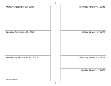 Printable 12/29/2025 Weekly Calendar-landscape