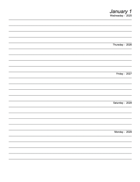 Printable Five Year Journal (Starts 2025)