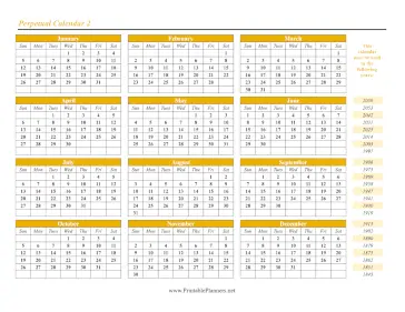 Printable Perpetual Calendar 2