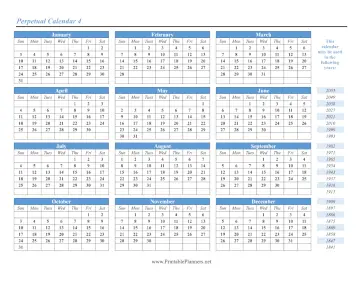 Printable Perpetual Calendar 4