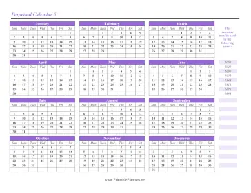 Printable Perpetual Calendar 5