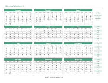 Printable Perpetual Calendar 9